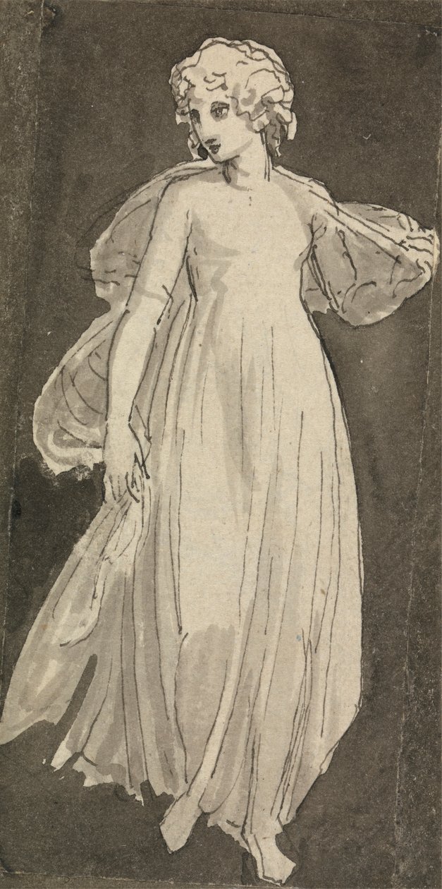 Rapariga, de comprimento total, virada para a frente de Thomas Stothard