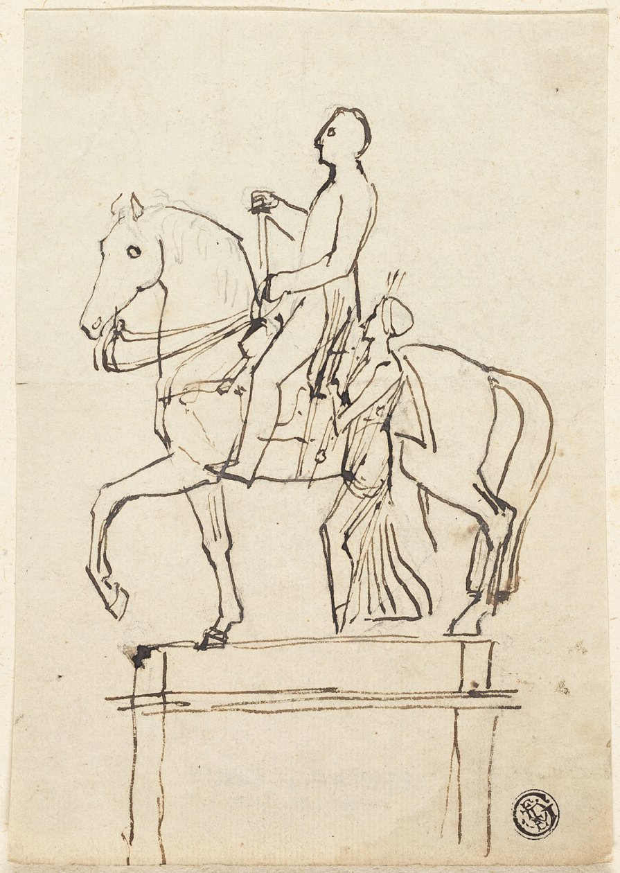 Escultura de um cavaleiro acompanhado por uma mulher em pé de Thomas Stothard