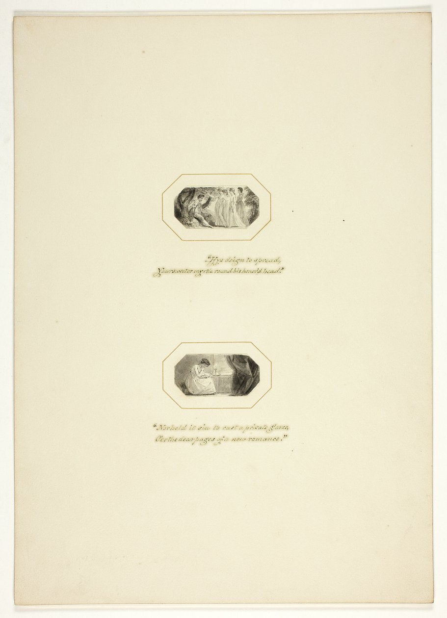 Estudo para uma placa de The Triumphs of Temper, no livro de bolso de noivados reais de 1796 de Thomas Stothard