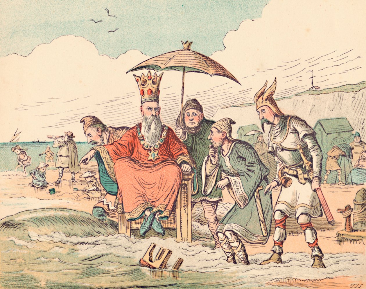 Canute e seus cortesãos, c1884 de Thomas Strong Seccombe