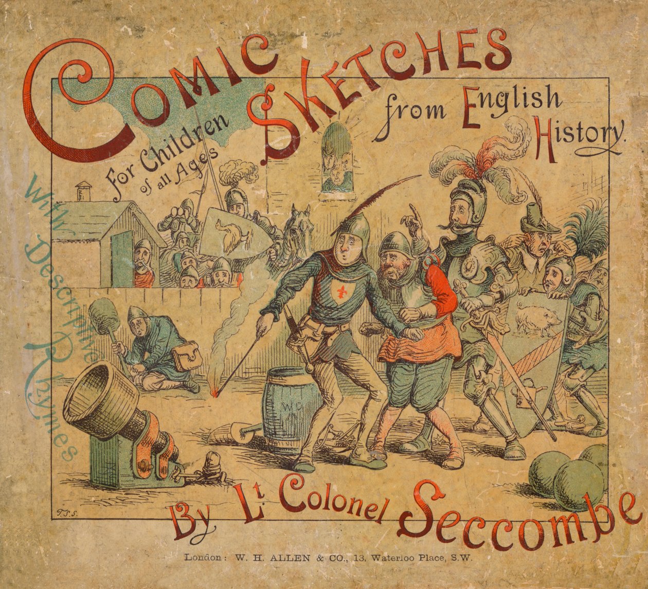 Esboços em quadrinhos da capa da História em inglês, c1884 de Thomas Strong Seccombe