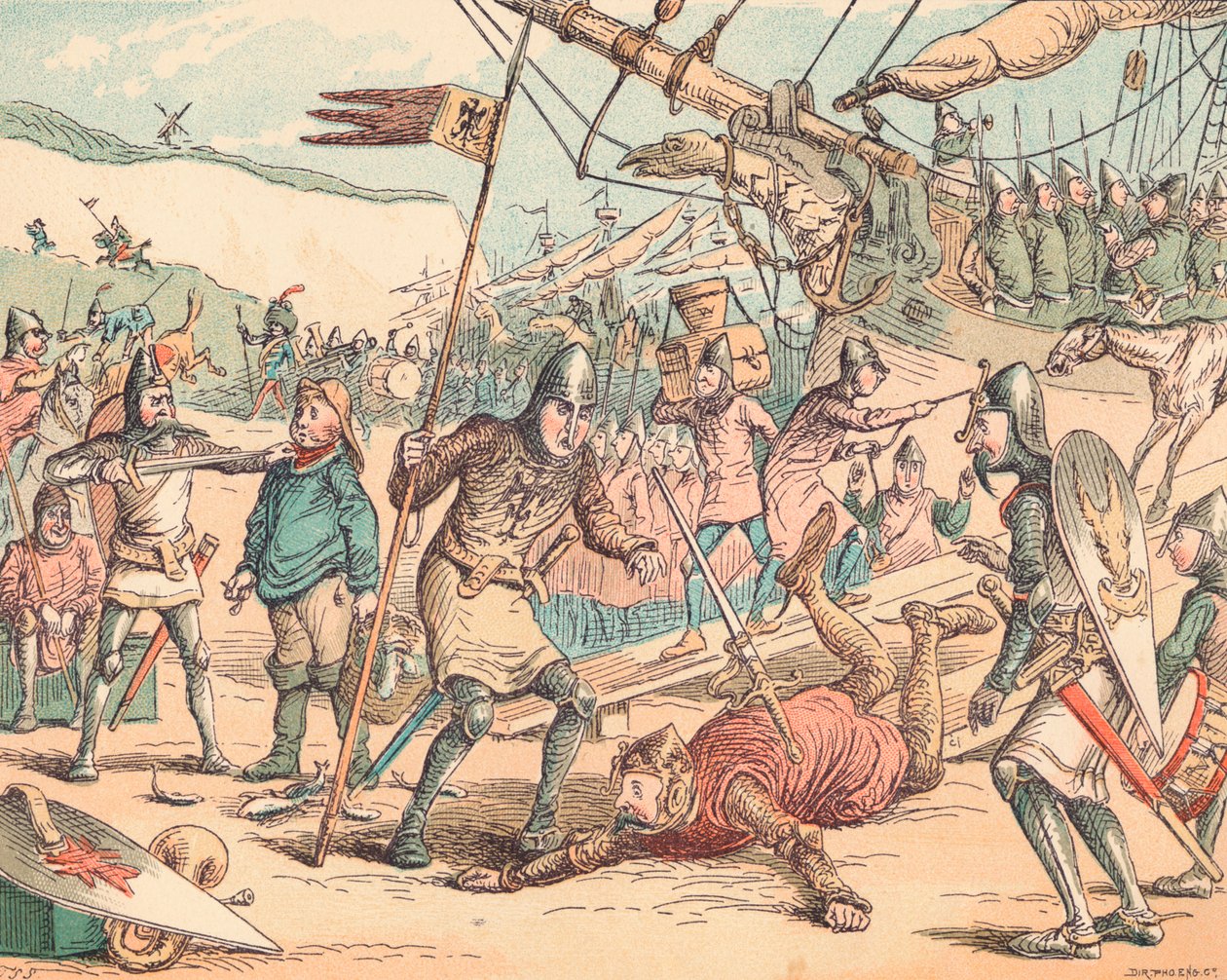 A Desembarque de Guilherme, o Conquistador, c1884 de Thomas Strong Seccombe