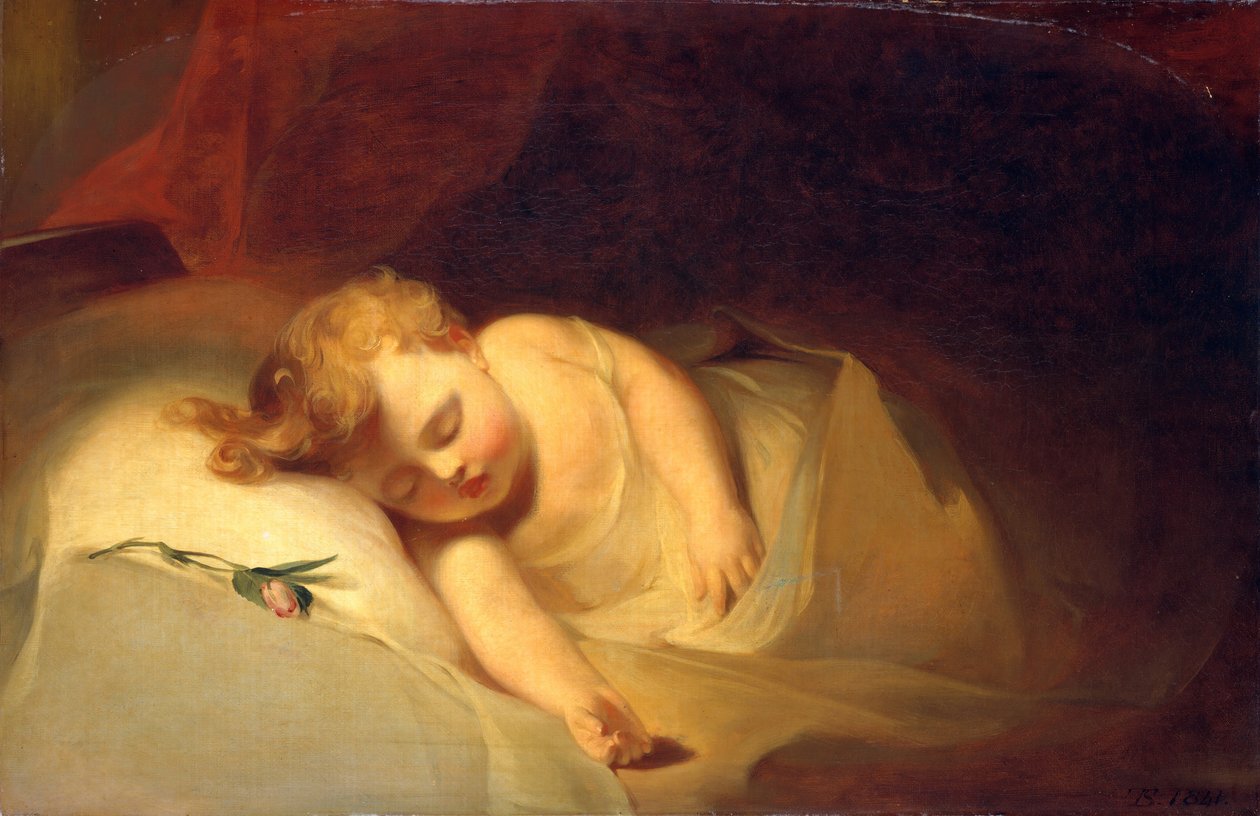 Criança dormindo O botão de rosa, 1841. de Thomas Sully