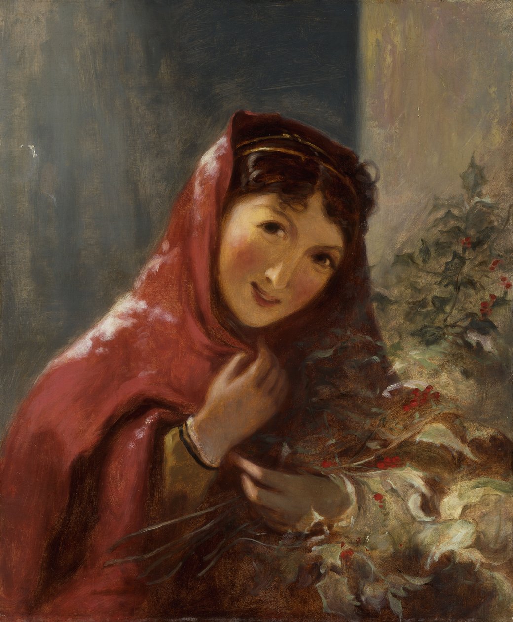 Senhora carregando ramos de azevinho, 1850 de Thomas Sully