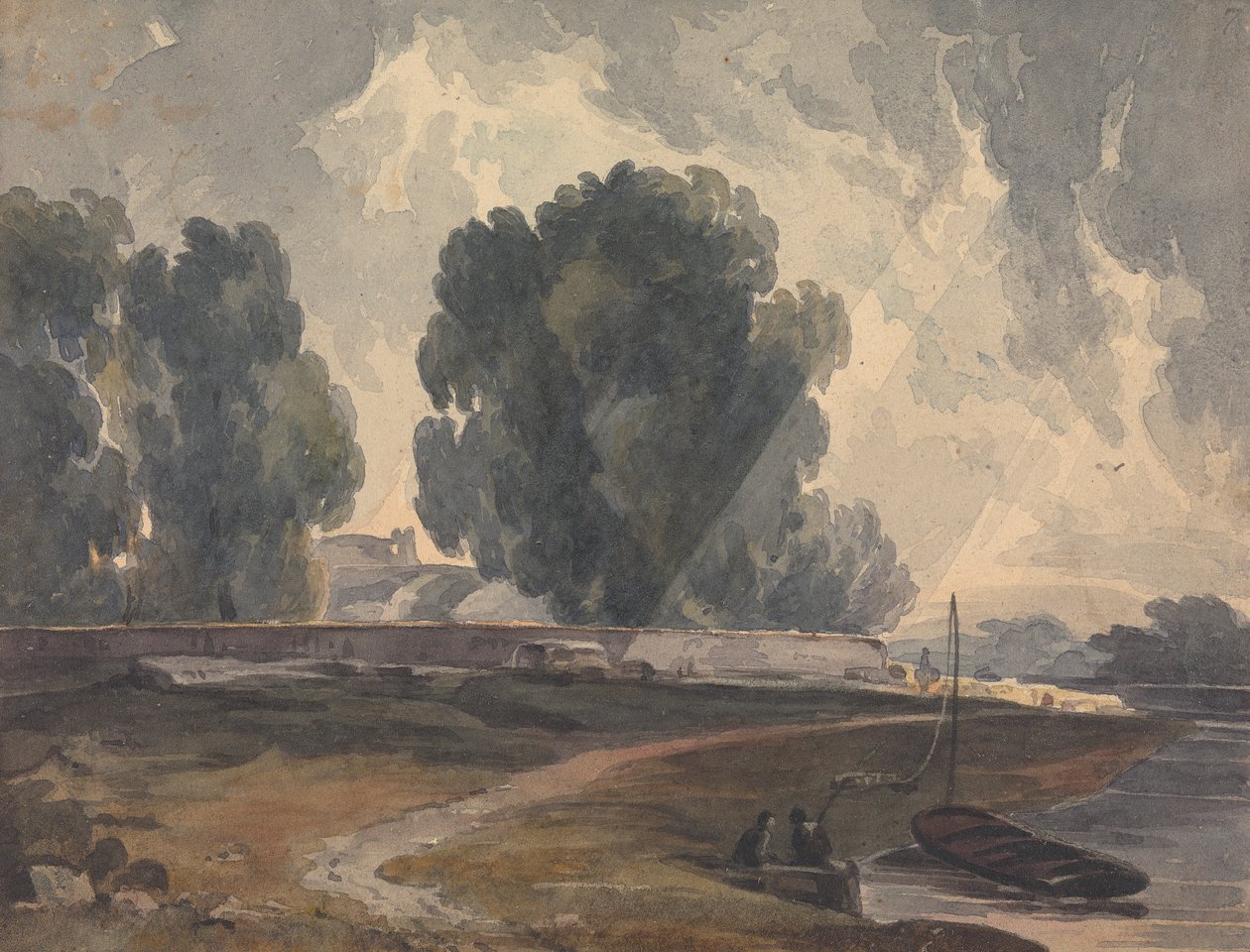 Paisagem com Árvores e Lago com Figuras e Barco de Thomas Sully
