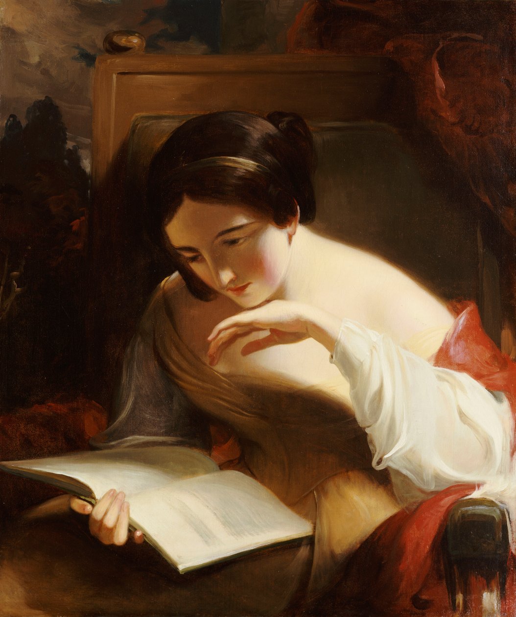 Retrato de uma menina lendo, 1842 de Thomas Sully