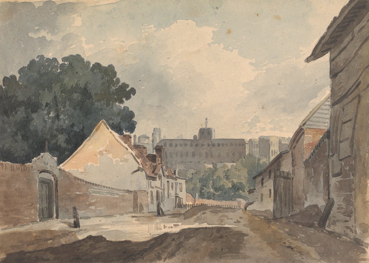 Cena de rua, forrado com edifícios de Thomas Sully