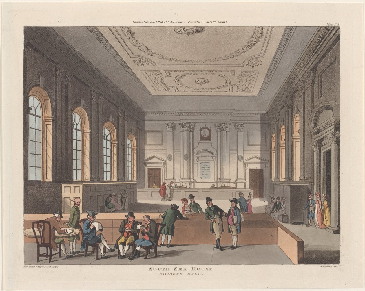 South Sea House, Dividend Hall, 1º de fevereiro de 1810., 1º de fevereiro de 1810. de Thomas Sutherland