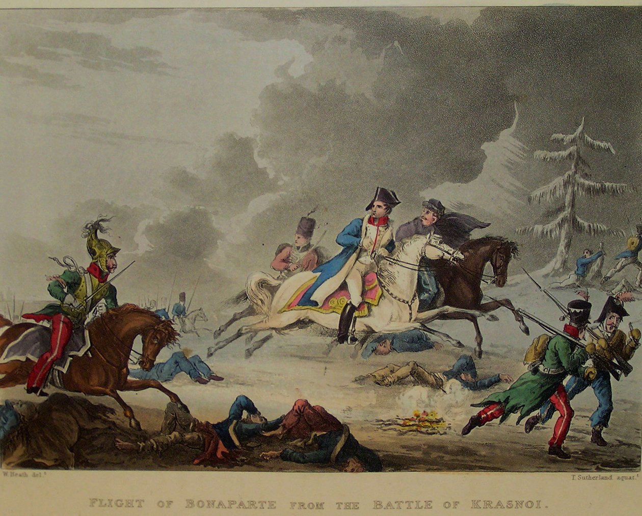 A fuga de Bonaparte da batalha de Krasnoi, 1815 de Thomas Sutherland