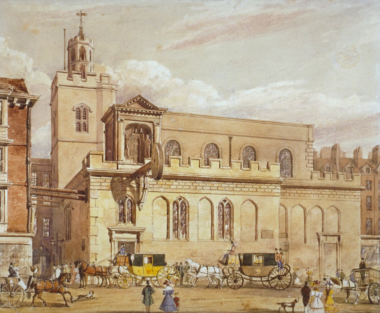 Igreja de St Dunstan no Oeste, Fleet Street, Cidade de Londres, 1827 de Thomas Talbot Bury