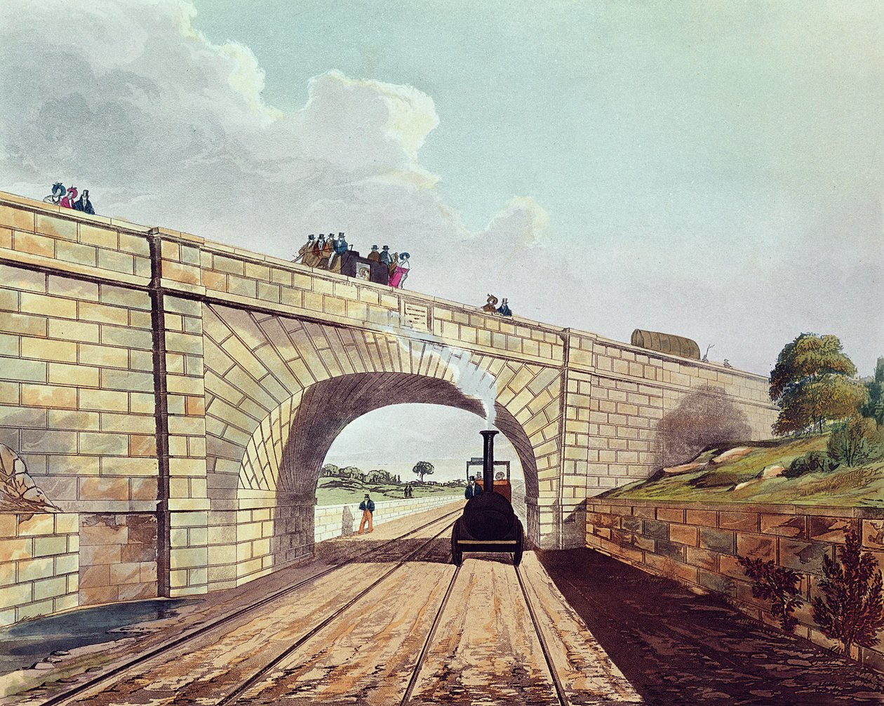 Rainhill Bridge, placa 12 de Liverpool e Manchester Railway, gravada por Henry Pyall (1795-1833), pub. por Ackermann und Co., 1833 de Thomas Talbot Bury