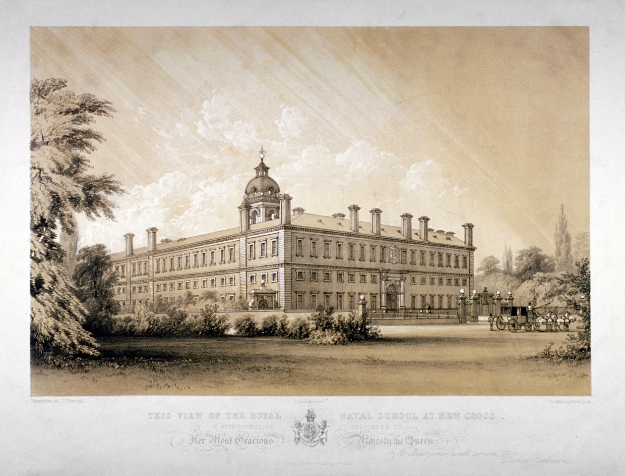 A Escola Naval Real em New Cross, Lewisham, Londres, c1870. de Thomas Talbot Bury