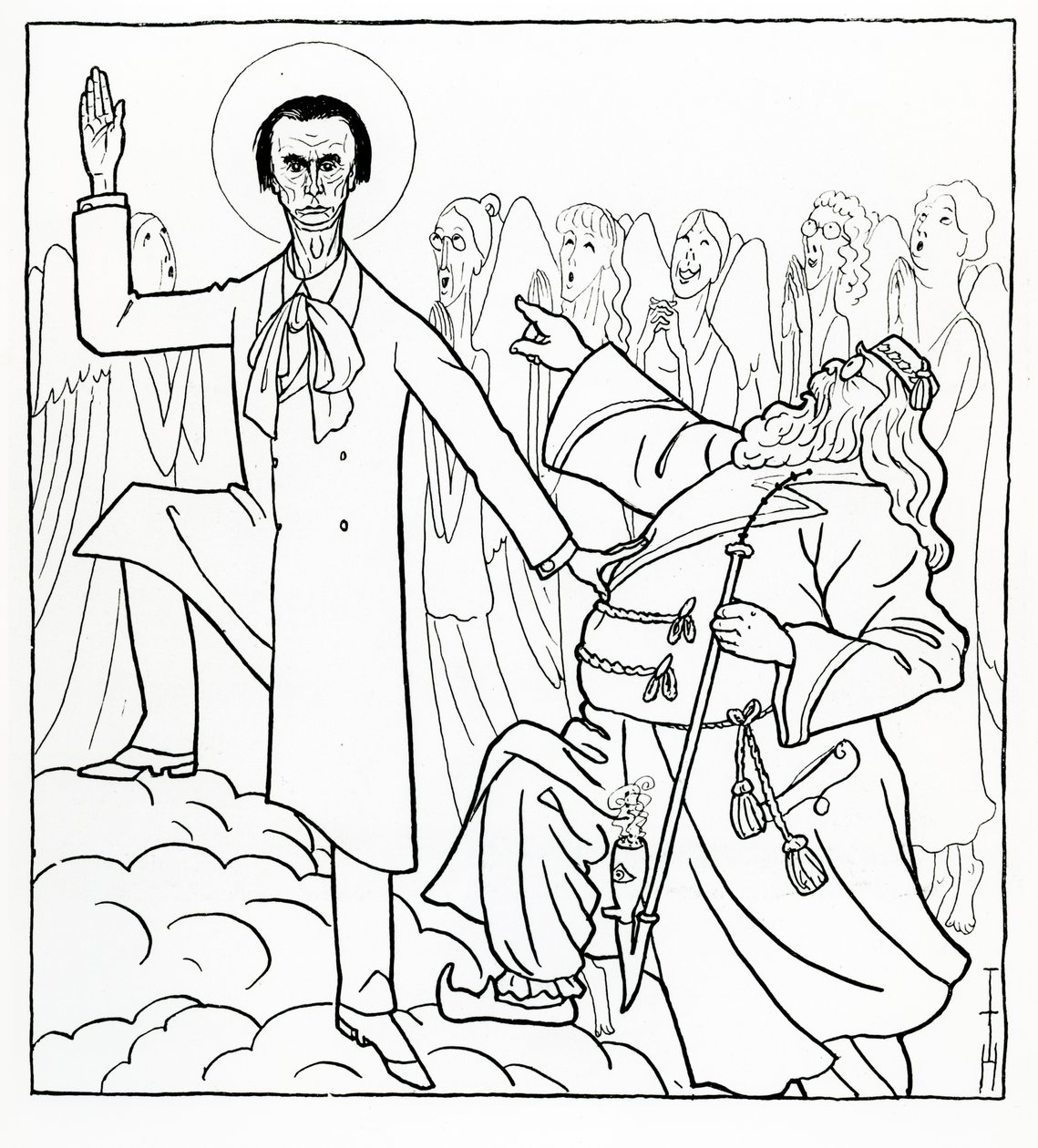 Caricatura de Rudolf Steiner, ilustração de 