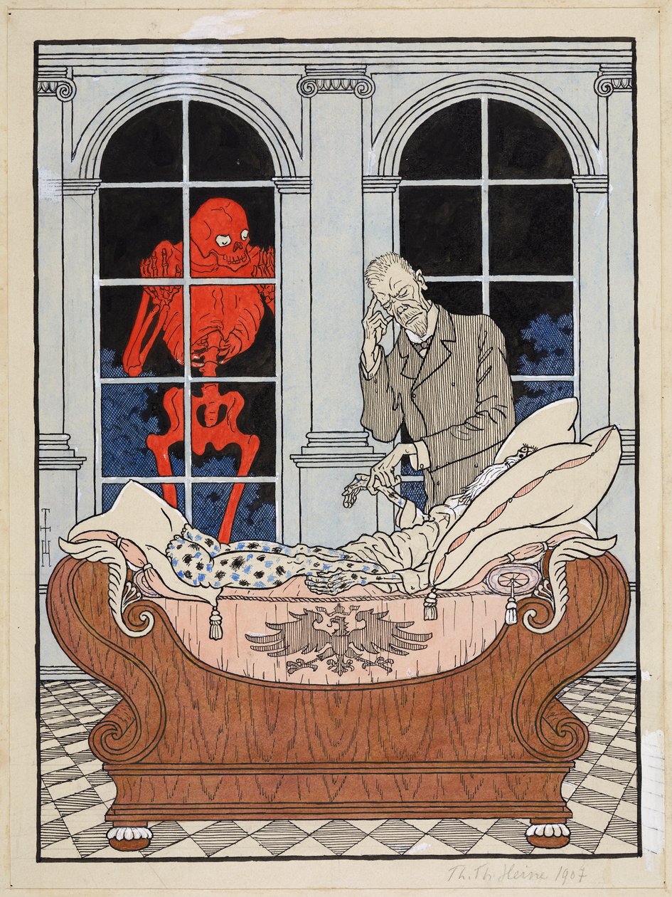 O Reichstag moribundo; Simplicissimus XV/49, 1911 de Thomas Theodor Heine