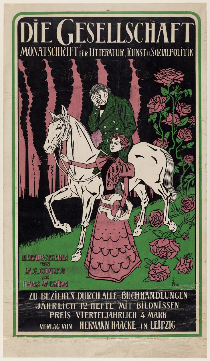 Cartaz publicitário para a revista Die Gesellschaft de Thomas Theodor Heine