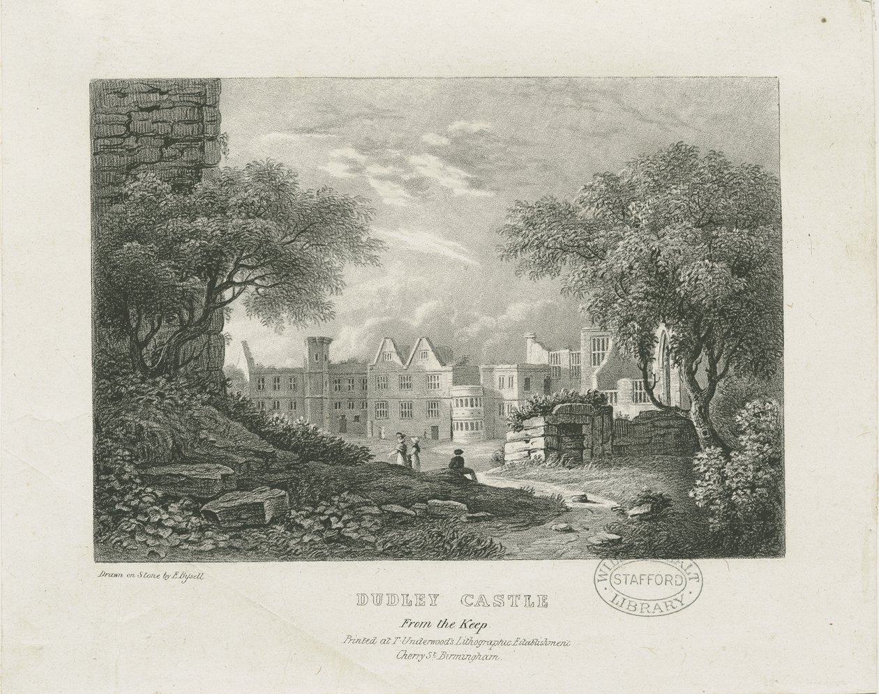 Castelo Dudley - The Keep: litografia, séc. XIX de Thomas Underwood