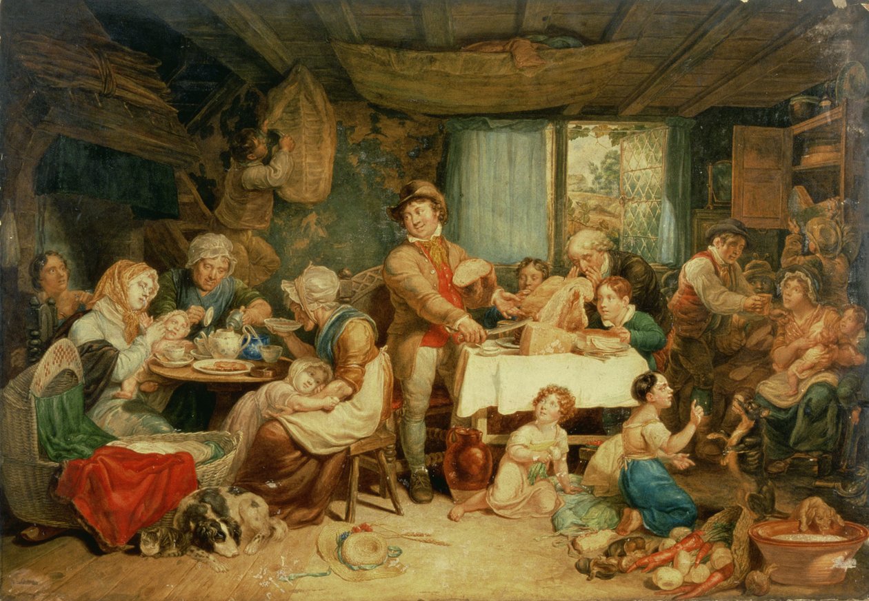 Vivendo fora da gordura da terra, uma festa do país (wc com goma arábica no painel) de Thomas Unwins