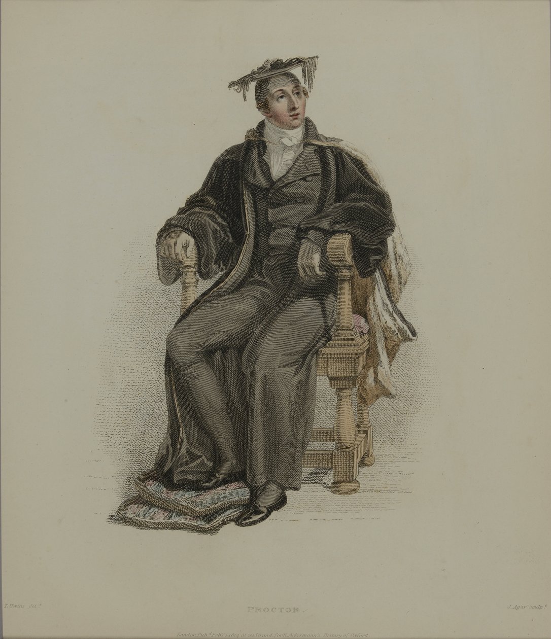 Proctor, gravado por J. Agar, publicado em "História de Oxford" de R. Ackermann, 1814 (gravura à mão) de Thomas Uwins