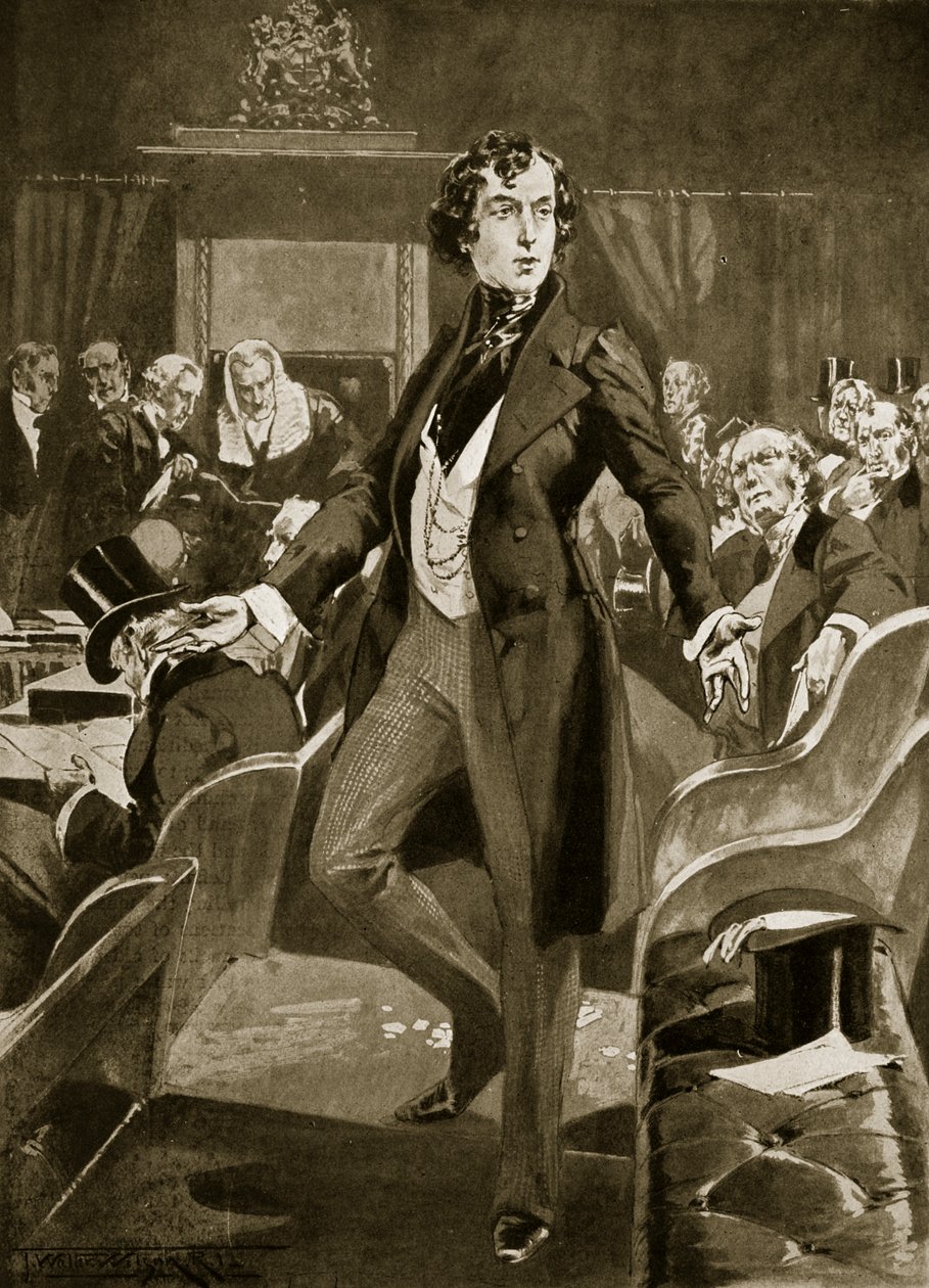 Primeiro discurso de Disraeli nos Comuns, ilustração de 