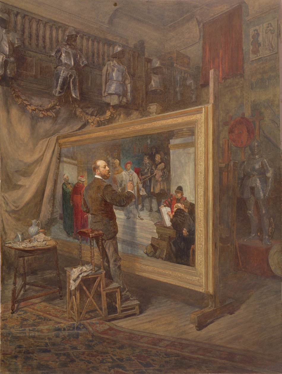 O Pintor de História, um Auto-Retrato (aguarela sobre papel) de Thomas Walter Wilson
