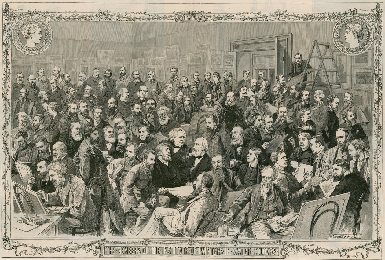 Os membros do Instituto de Pintores de Aguarela (gravura) de Thomas Walter Wilson