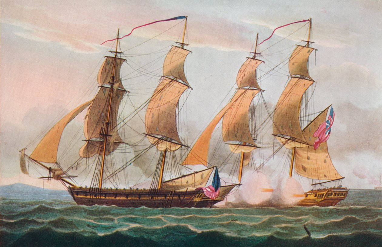 Um duelo entre Brigs, c1817 de Thomas Whitcombe