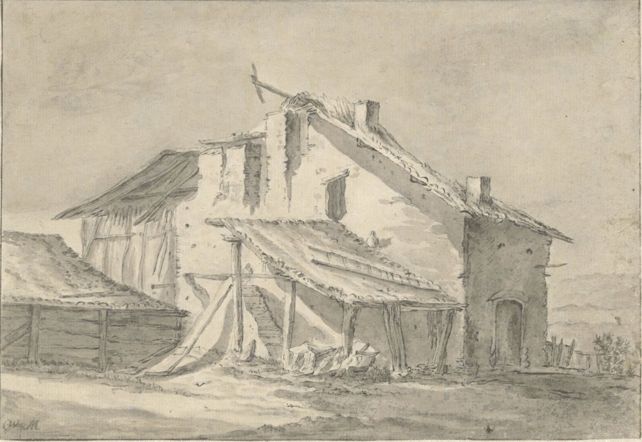 Casa de fazenda em ruínas de Thomas Wijck (attributed to)