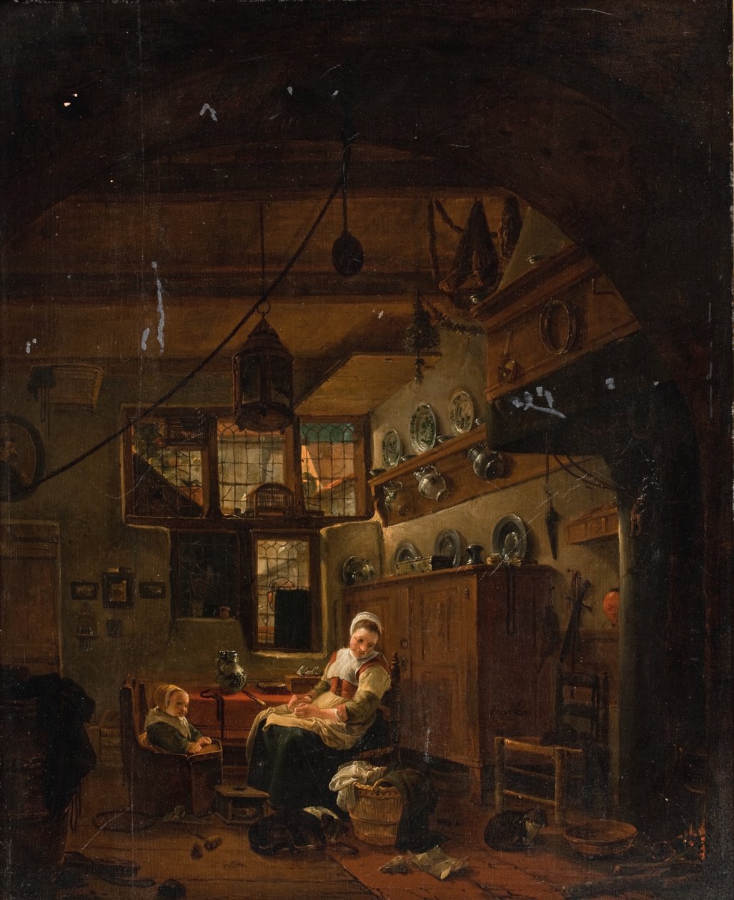 Interior de uma casa de fazenda holandesa de Thomas Wijck