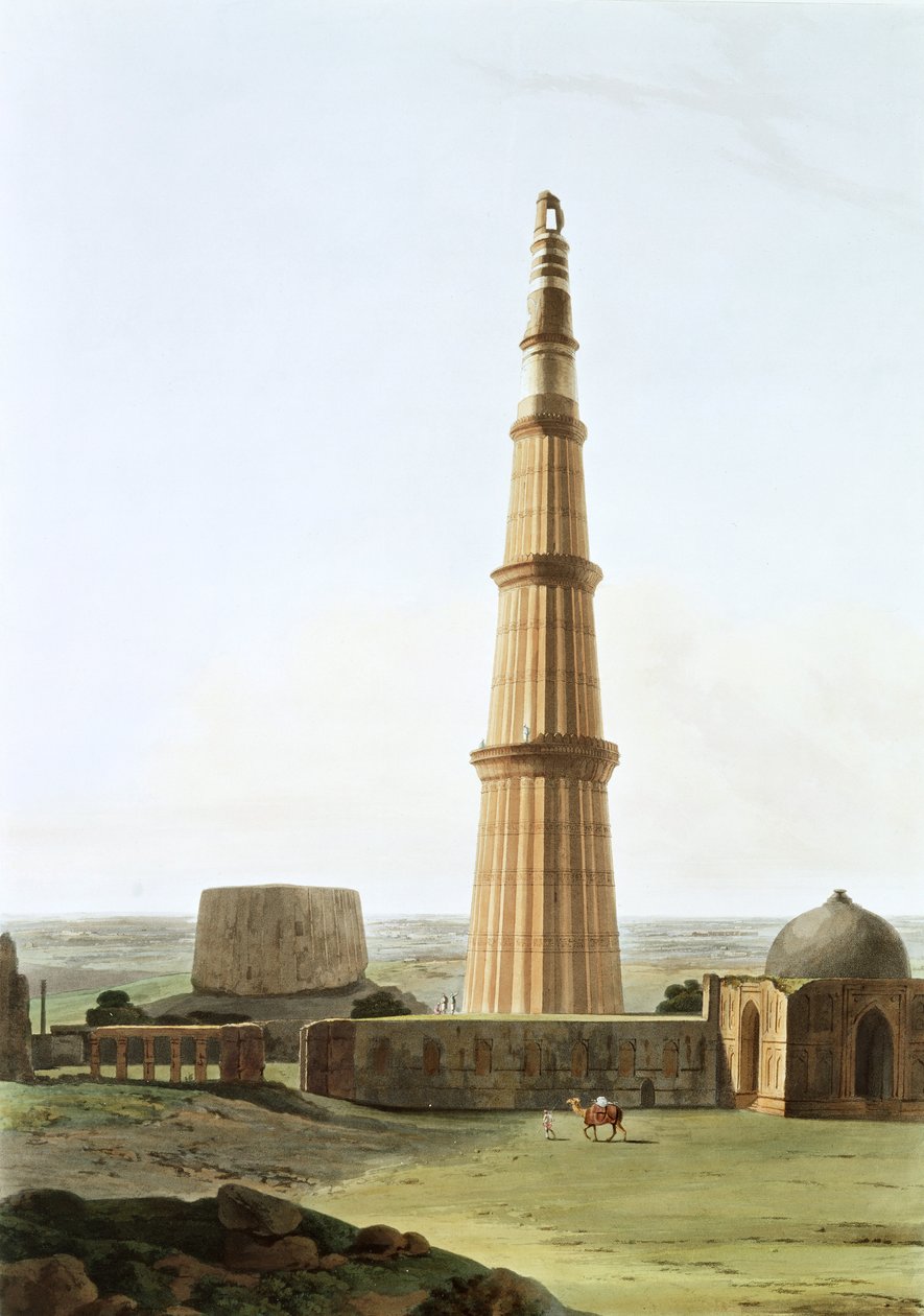 O Minar Qutb perto de Deli de Thomas und William Daniell