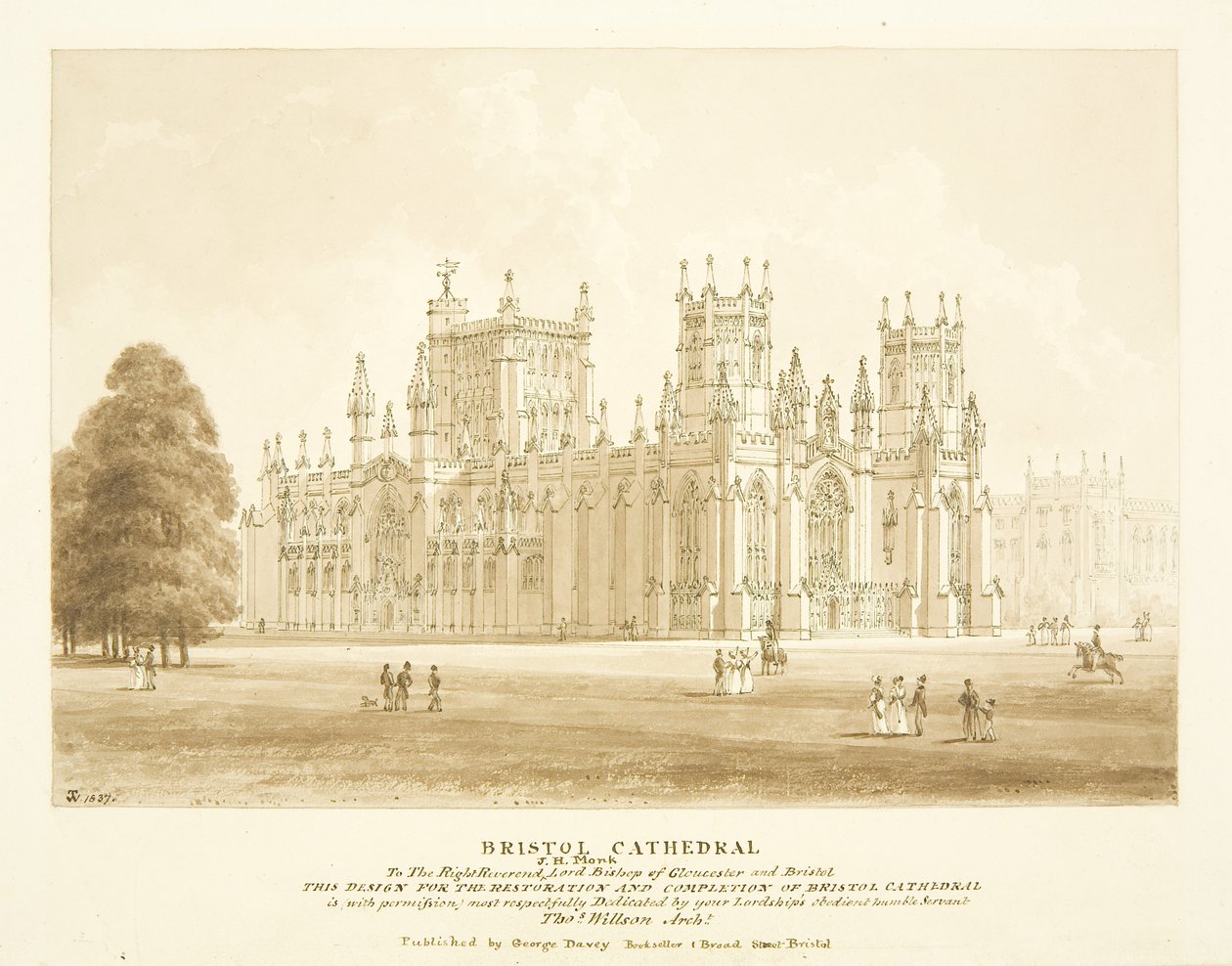 Design para Restauração e Conclusão da Catedral de Bristol de Thomas Willson