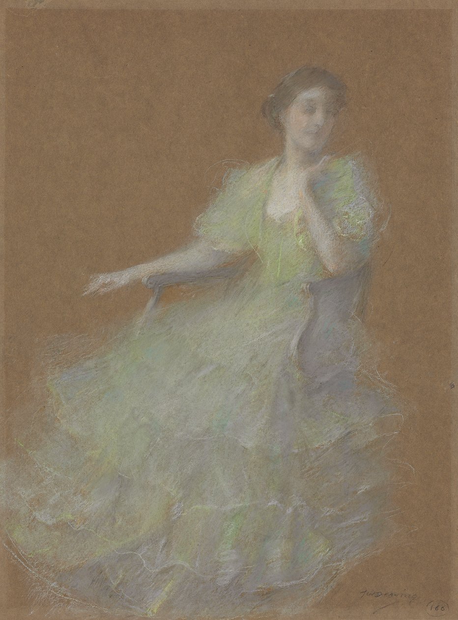 Verde e dourado, c.1923-1926 (pastel sobre papel) de Thomas Wilmer Dewing