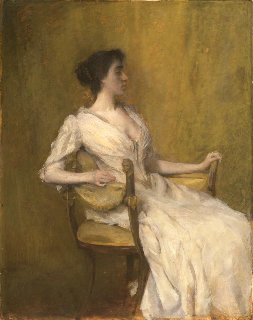 Senhora de Branco, c.1901 (óleo sobre painel) de Thomas Wilmer Dewing