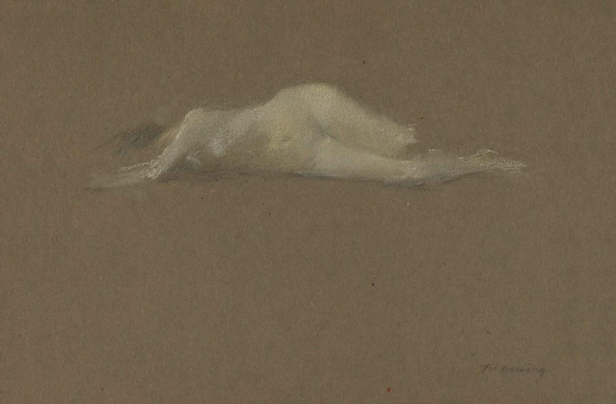 Mulher nua ao seu lado de Thomas Wilmer Dewing