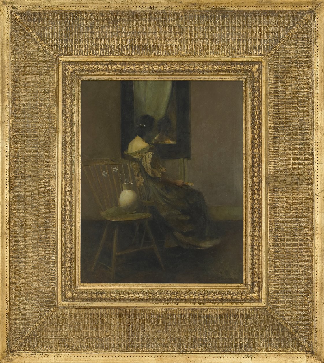 The Mirror, 1907 (óleo sobre painel de madeira) de Thomas Wilmer Dewing
