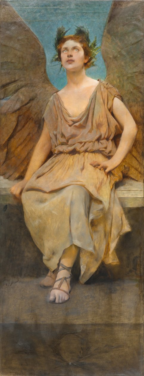 Figura Alegórica Alada, c.1888 (óleo sobre tela) de Thomas Wilmer Dewing