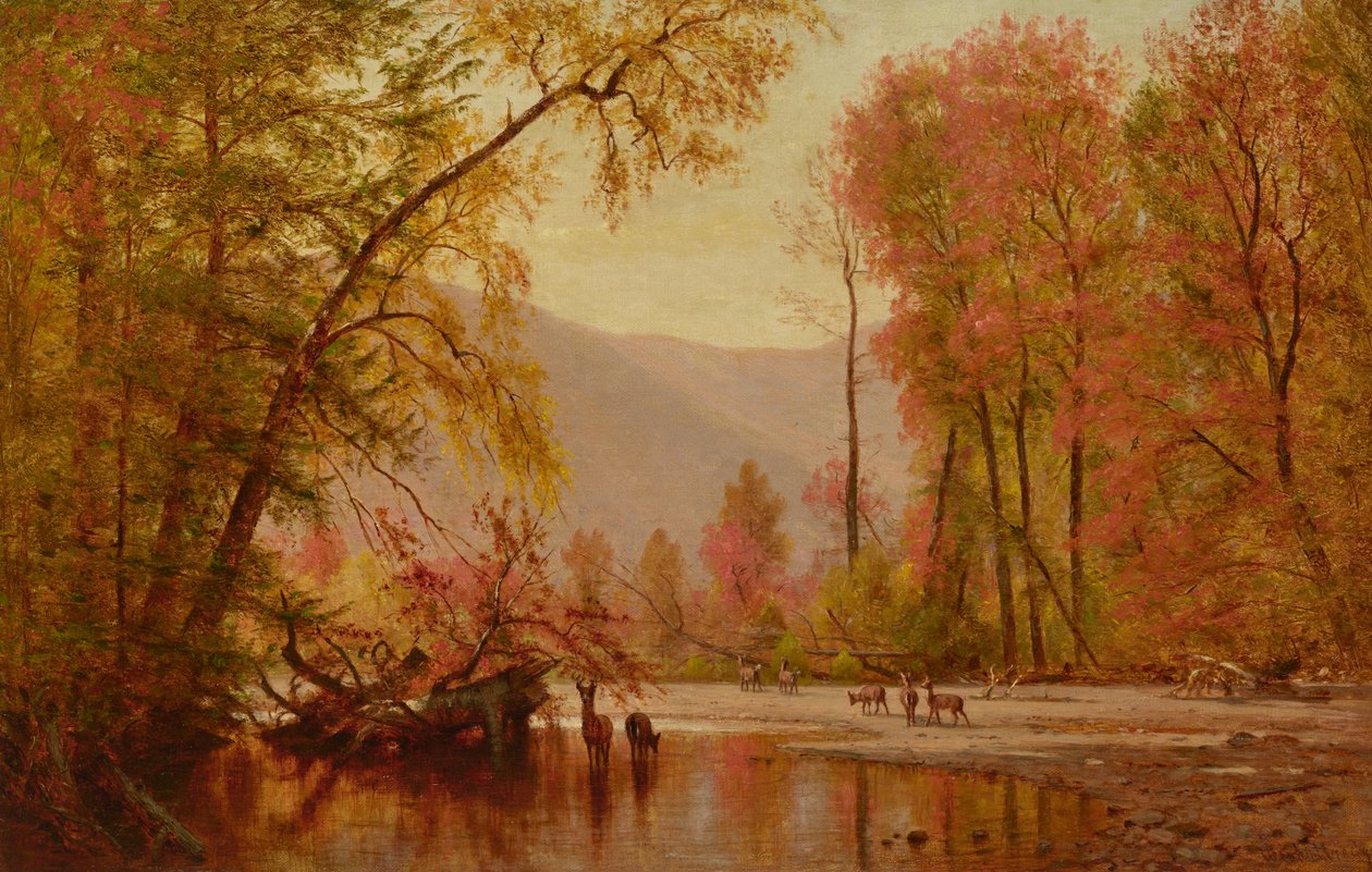 Autumn on the Delaware, c.1875 (óleo sobre tela) de Thomas Worthington Whittredge