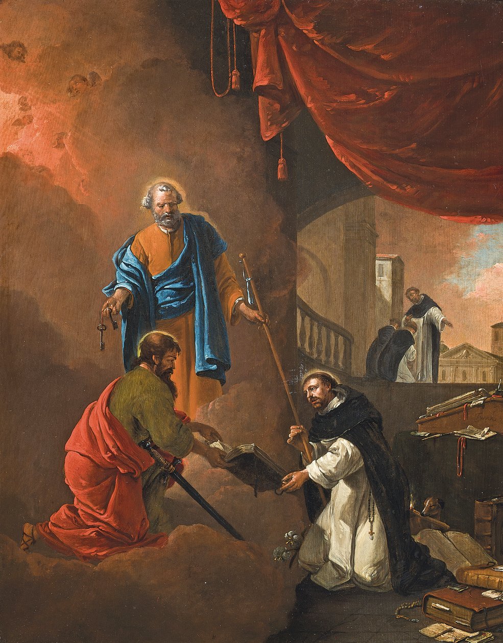 A Visão de São Domingos, com São Domingos abençoando dois frades missionários além de Thomas Wyck