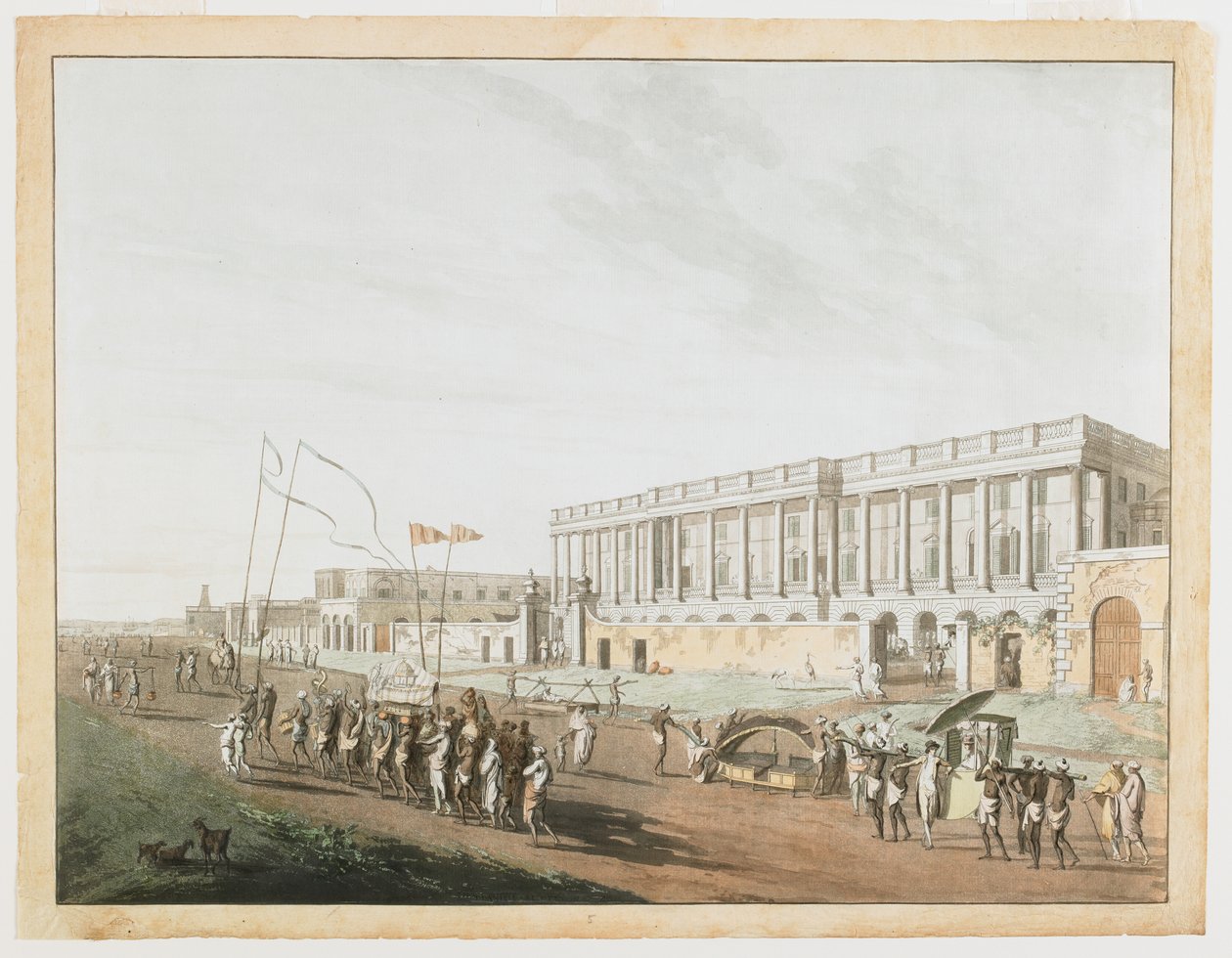 A Nova Casa do Tribunal e Chandpam Ghaut da Vista de Calcutá de Thomas und William Daniell