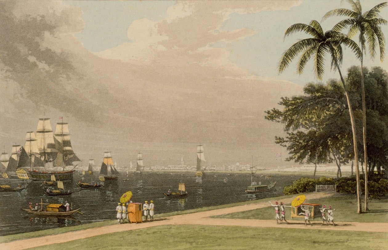 Vista, de, calcutá, de, a, alcance jardim, 1810 de Thomas und William Daniell