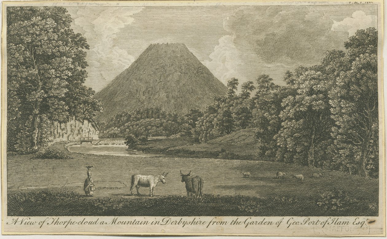 Dovedale - Thorpe Cloud: gravura, nd [c 1790] (impressão) de Thomas of Derby (after) Smith
