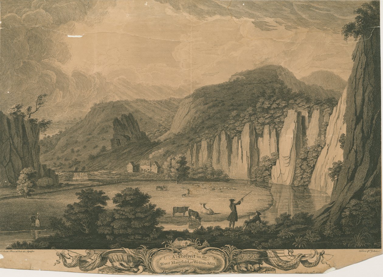 Wetton Mill: gravura, nd [c 1743] (impressão) de Thomas of Derby (after) Smith