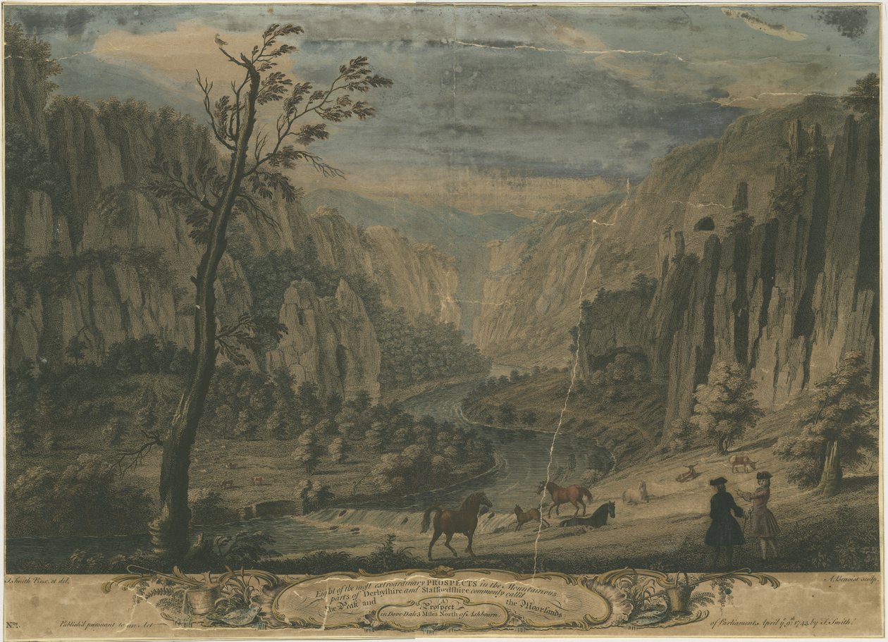 Dovedale - Oito perspectivas: gravura, nd [ 1743] de Thomas of Derby Smith