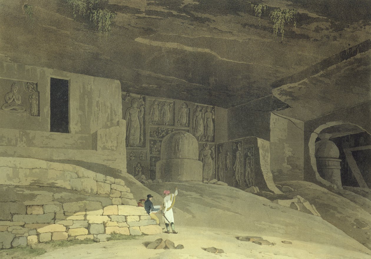 Parte das cavernas de Kanaree, Salsette, placa 62 de &39;Cenário Oriental: vinte e quatro vistas no Hindoostan&39;, publicado 1800 de Thomas und William Daniell