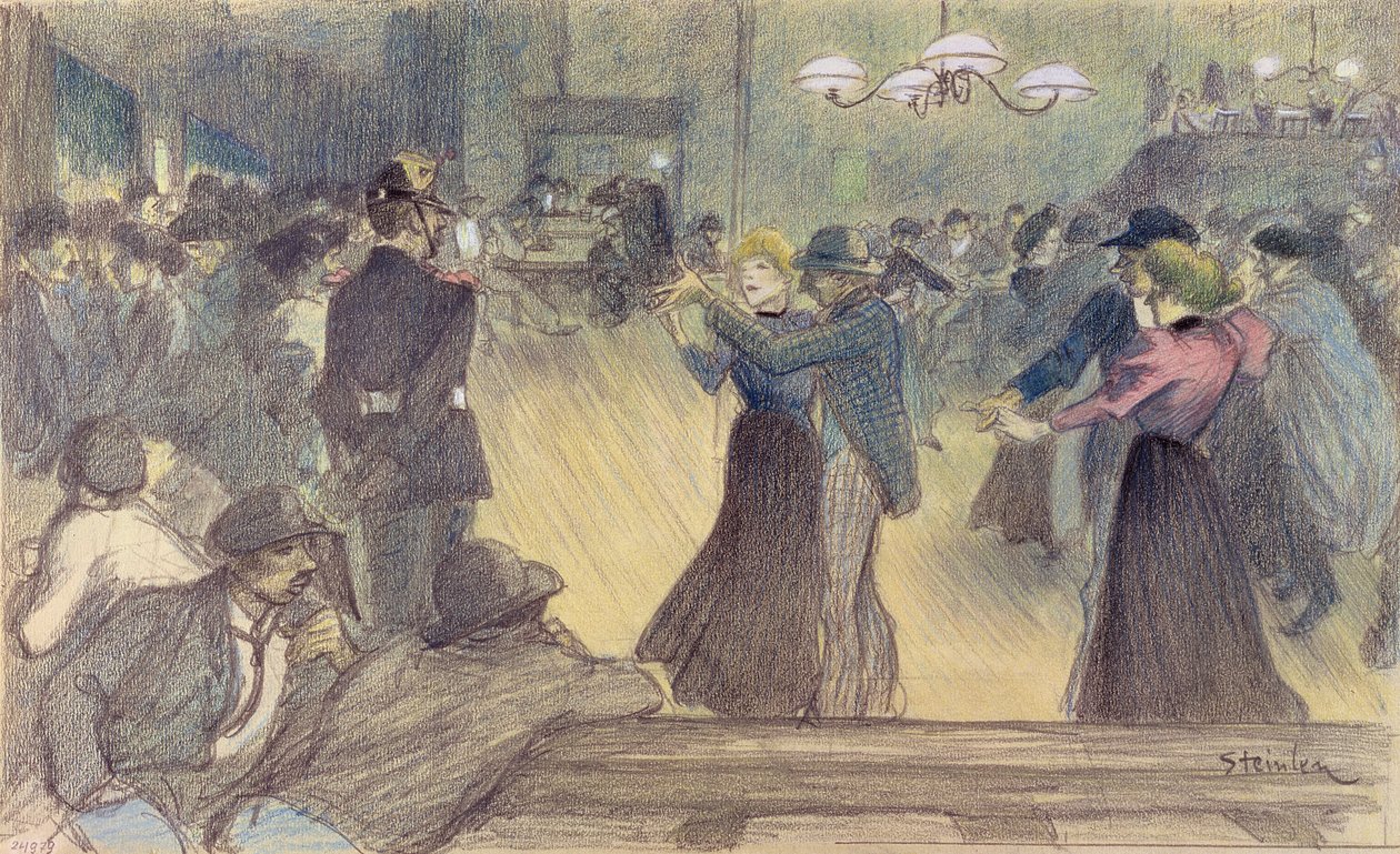 Bola em um subúrbio de Paris, c.1892 (ver também 193271) de Théophile Alexandre Steinlen
