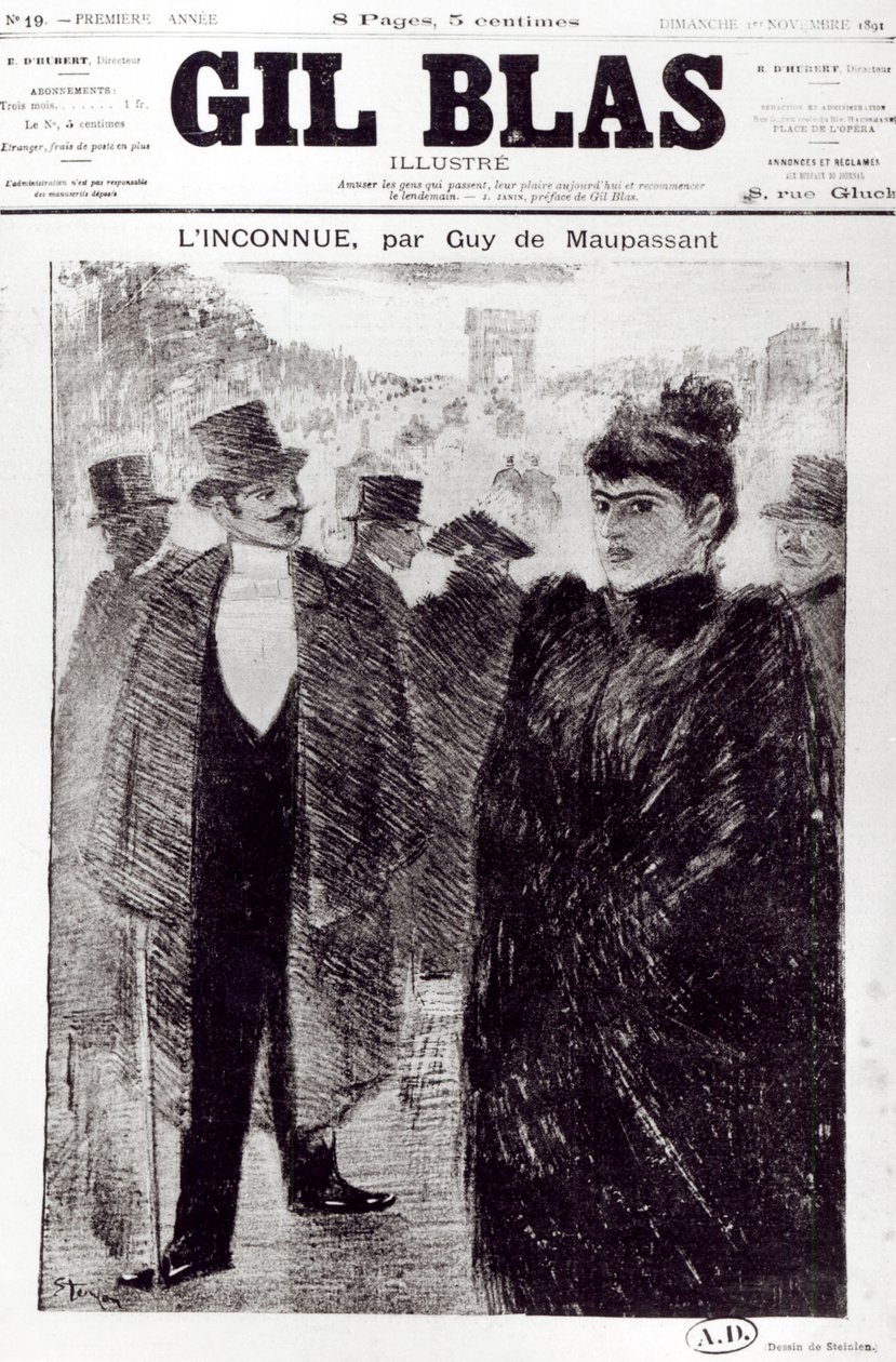 Ilustração para &39;O Desconhecido&39; de Guy de Maupassant (1850-94), capa de &39;Gil Blas&39;, 1º de novembro de 1891 de Théophile Alexandre Steinlen