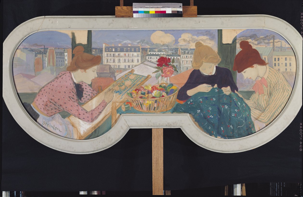 Três mulheres trabalhando de Théophile Alexandre Steinlen