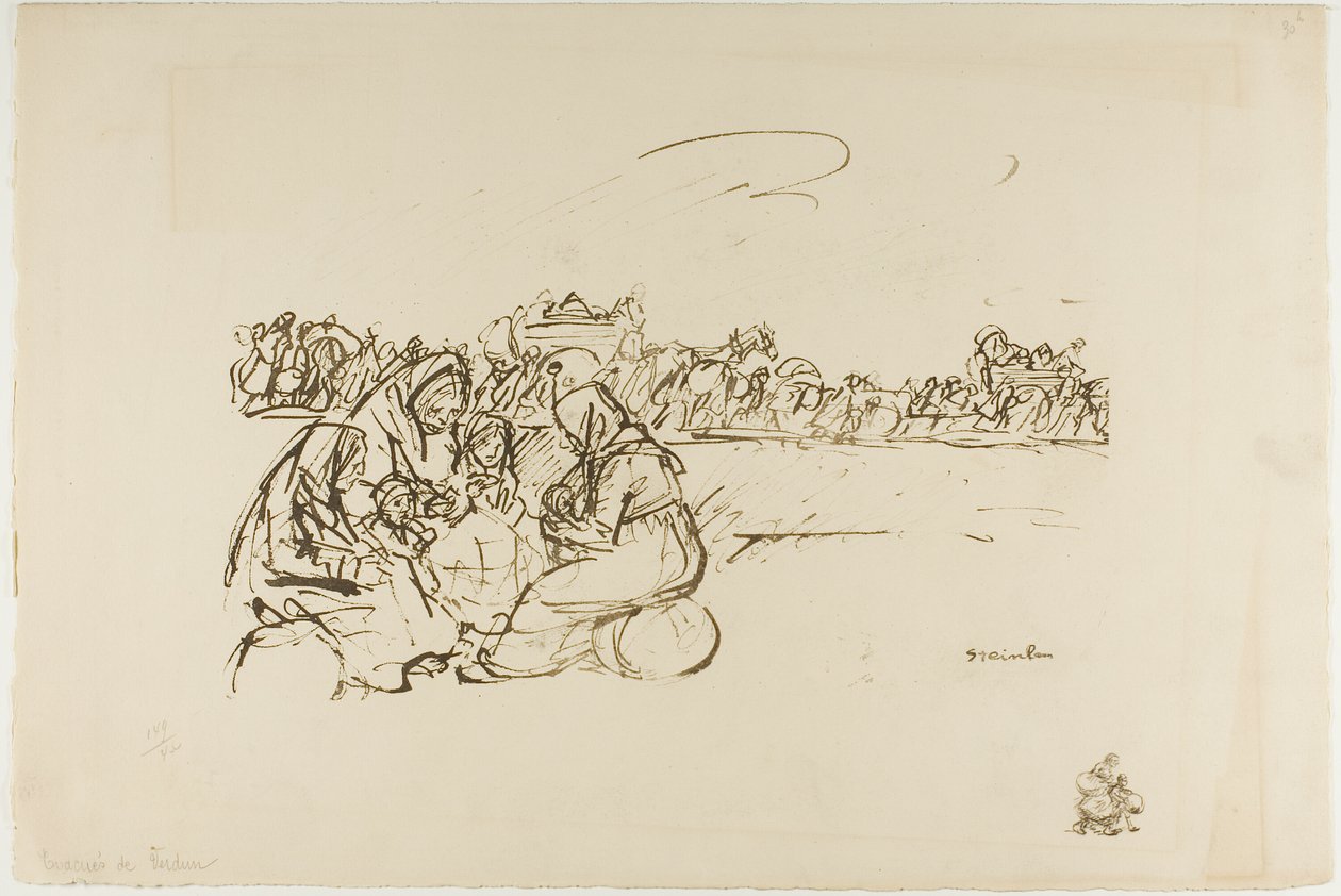 Evacuados de Verdun, placa trinta de Actualités de Théophile Alexandre Pierre Steinlen