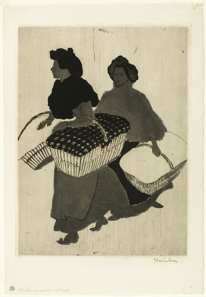 Lavadeiras que retomam o seu trabalho de Théophile Alexandre Pierre Steinlen