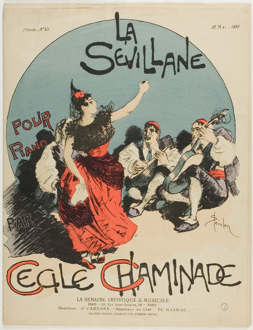 Abertura para A Mulher de Sevilha, para Piano, por Cecile Chaminade de Théophile Alexandre Pierre Steinlen