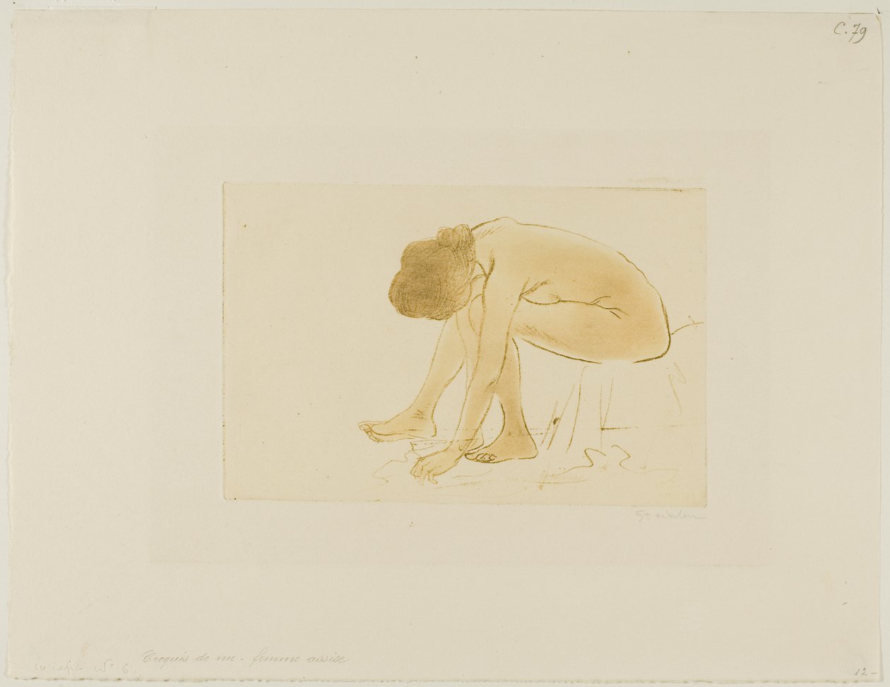 Mulher sentada a limpar os pés de Théophile Alexandre Pierre Steinlen